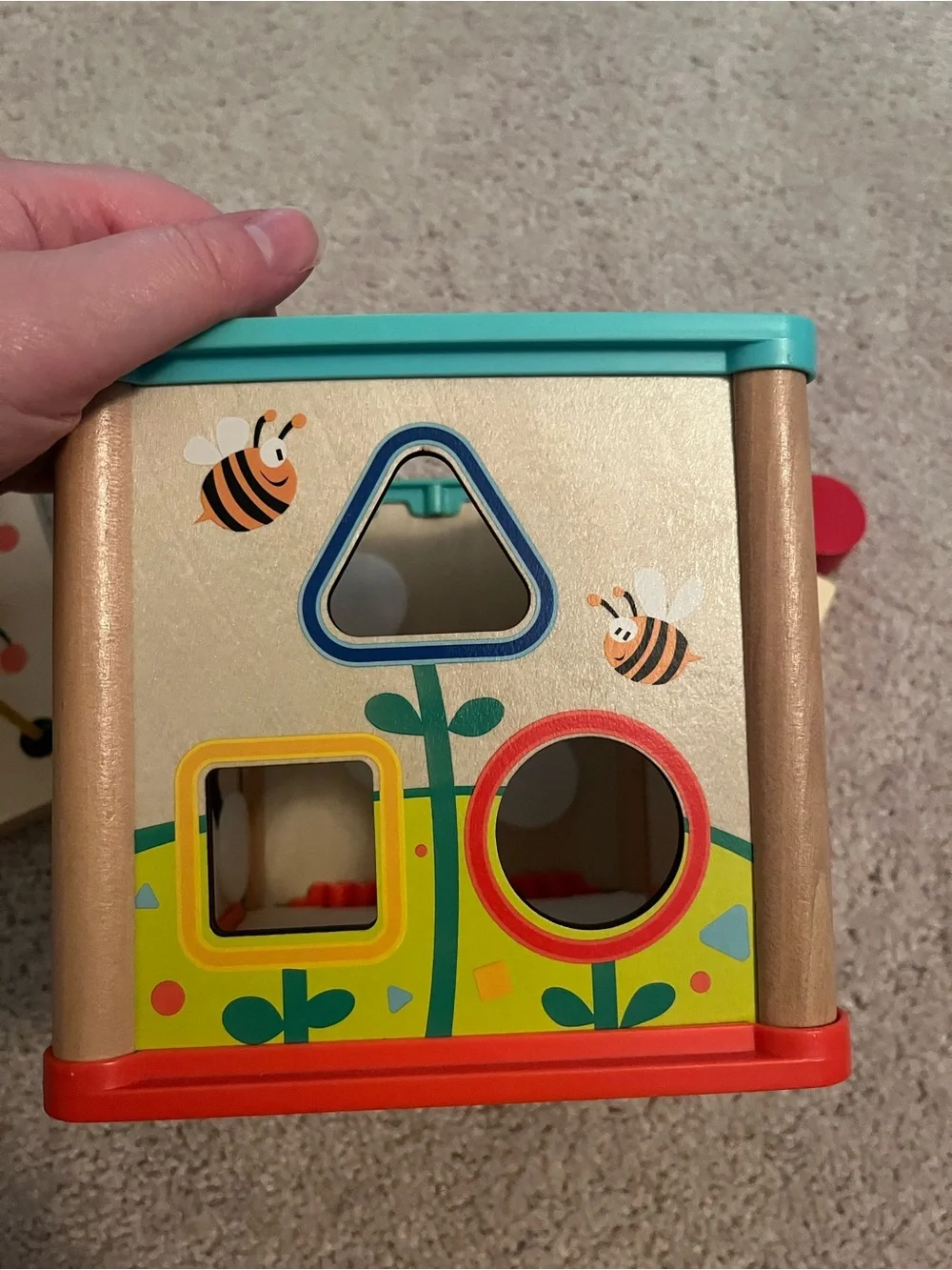 Wooden Activity Cube with Yellow Bead Maze - Kids Toys
